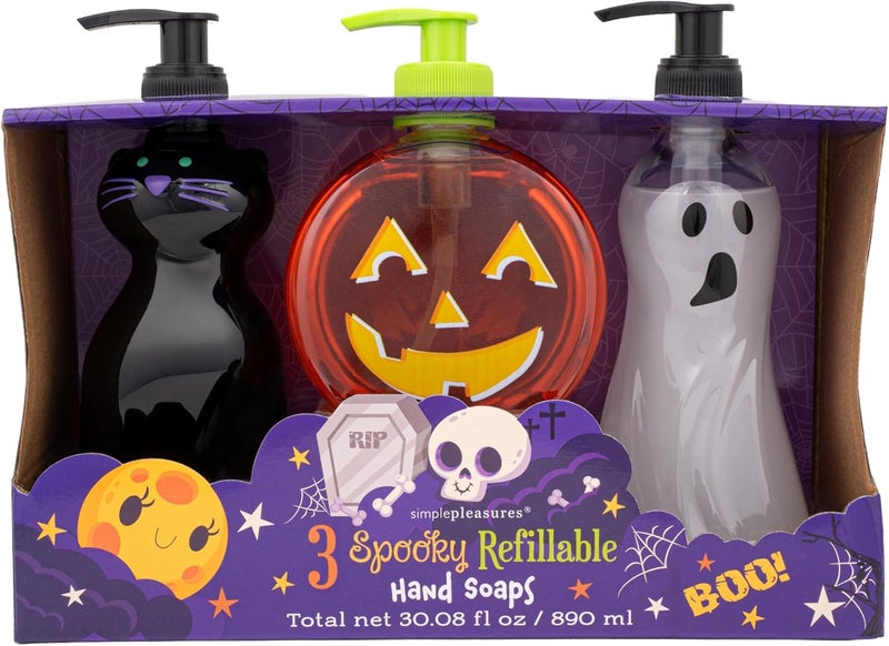 simple pleasures Halloween 3 Pack of Cat, Ghost & Pumpkin Spice, Berry Scented Liquid Hand Soap Dispensers Autumn & Halloween Novelty Decorative Refillables for Kitchen Countertops and Bathroom Sinks - Image 2